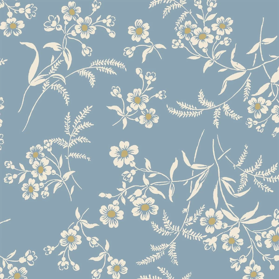"Piglet in Bed Blue Camille Floral Wallpaper – Vintage-Inspired Botanical Peel & Stick Wallpaper"