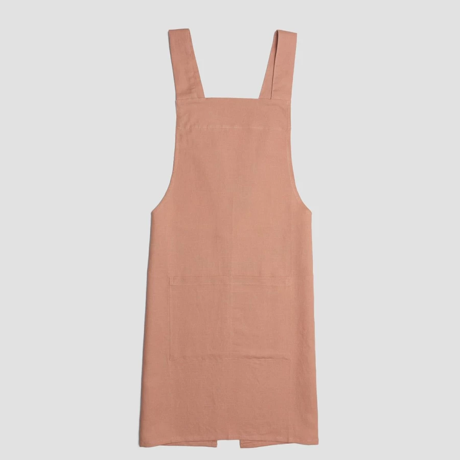 Piglet in Bed Organic Linen Apron - Soft, Warm Clay Color for Kitchen & Cooking