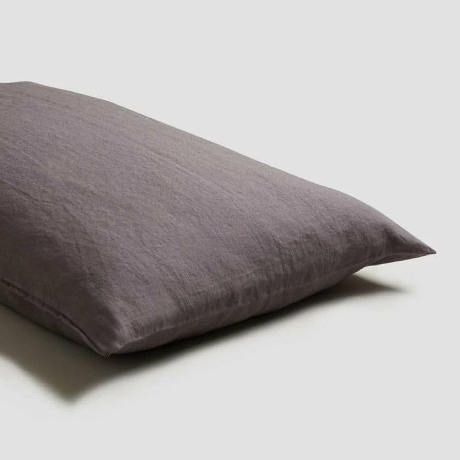 Piglet in Bed Charcoal Grey Linen Pillowcase Pair - Premium 100% French Flax Linen Pillow Covers for Breathable Sleep