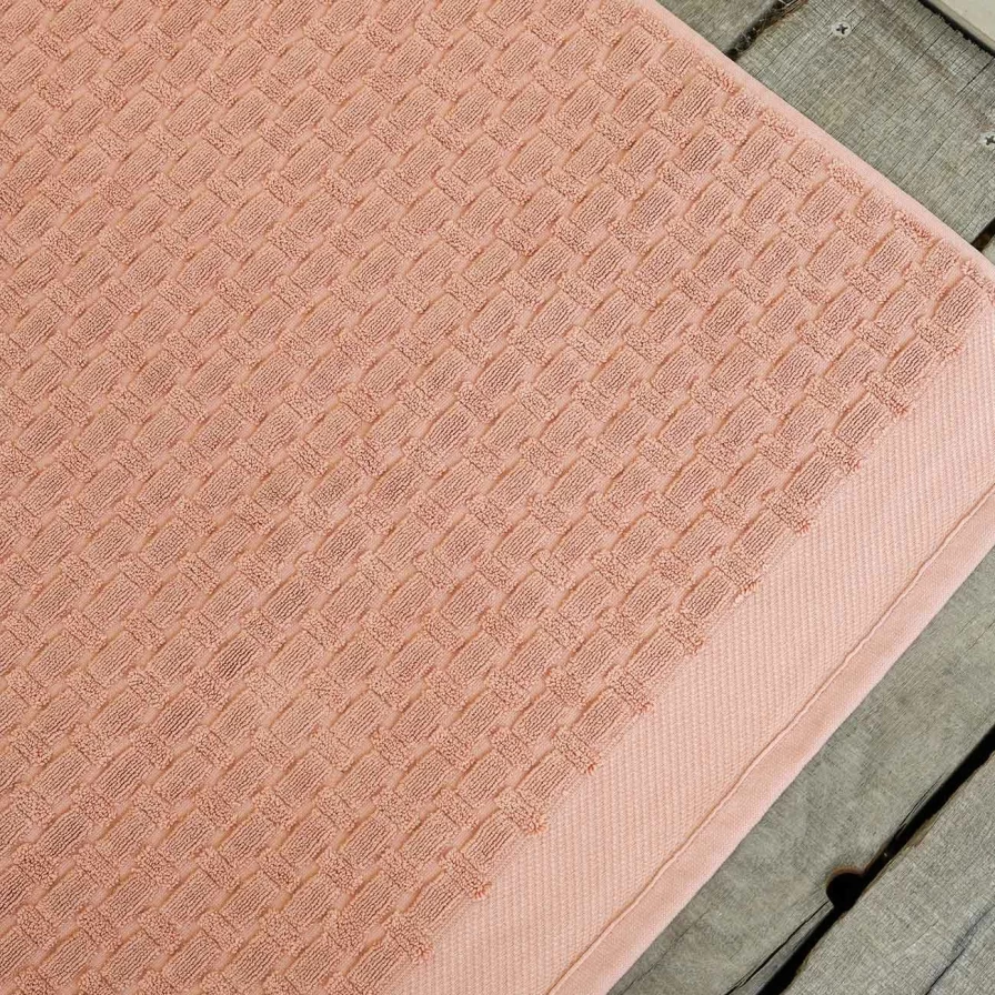 Piglet in Bed Basketweave Cotton Bath Mat - Soft Creme Caramel Bathroom Rug