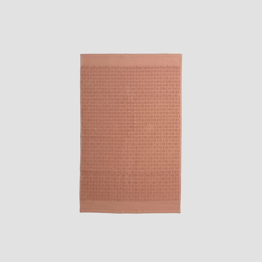 Piglet in Bed Basketweave Cotton Bath Mat - Soft Creme Caramel Bathroom Rug