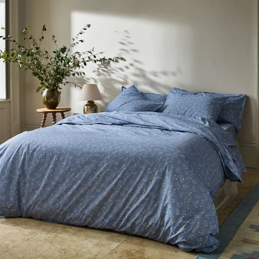 Piglet in Bed Iris Floral 100% Cotton Duvet Cover Set - Botanical Print Bedding