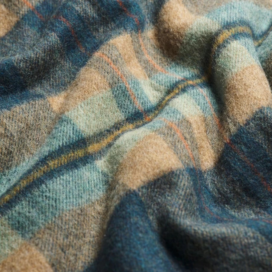 Piglet in Bed Deep Teal Check Wool Blanket – Cozy Cabin Throw for Winter Warmth