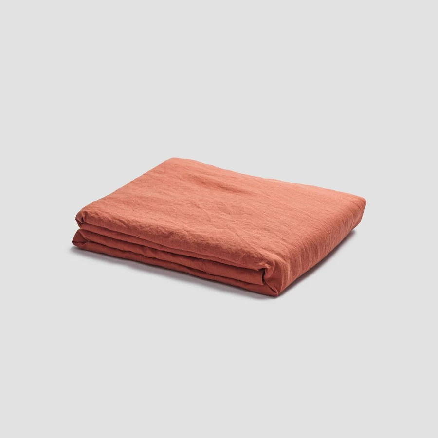 Piglet in Bed 100% Linen Flat Sheet - Burnt Orange, Premium Quality & Breathable