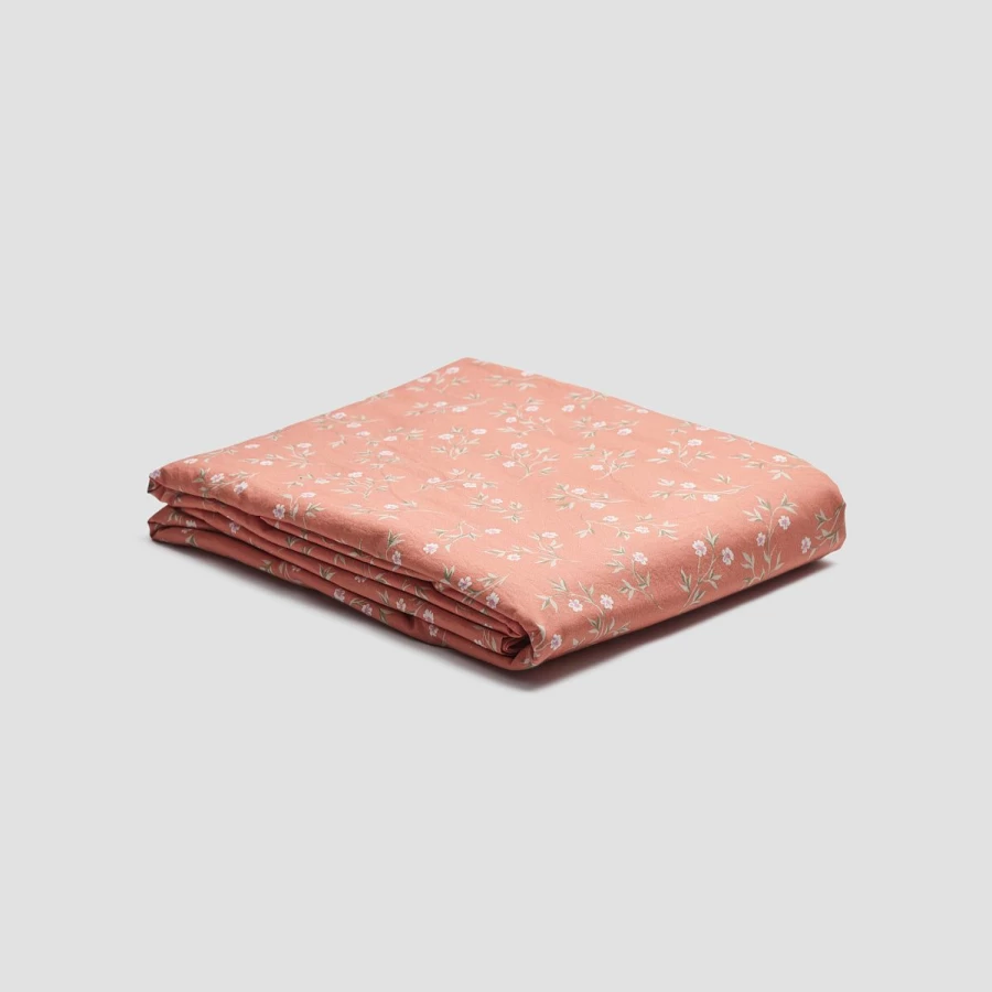 Piglet in Bed Organic Apricot Floral Cotton Fitted Sheet - Soft, Breathable, Sustainable Bedding
