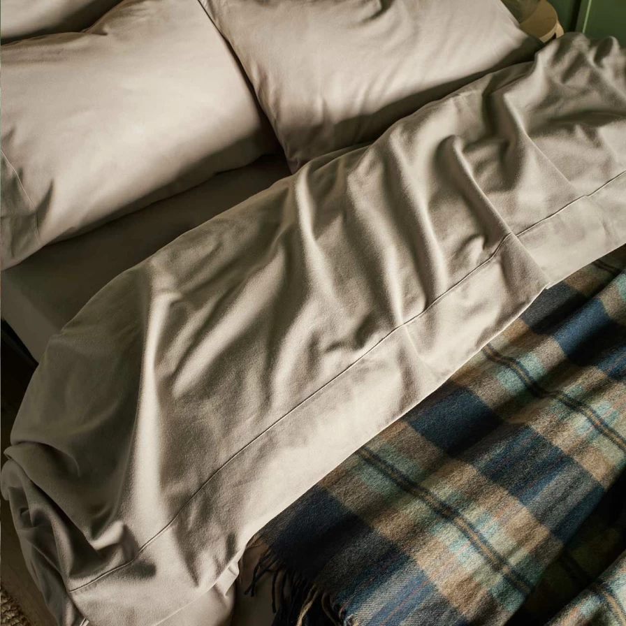 Piglet in Bed Organic Clay Brushed Cotton Flat Sheet – Soft & Sustainable Bedding
