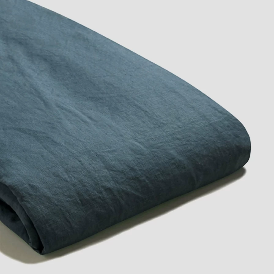 "Piglet in Bed Deep Teal 100% Linen Flat Sheet – Premium Soft Bedding"
