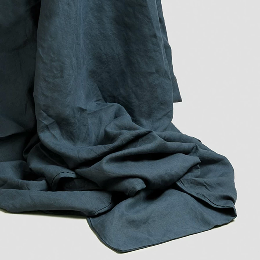 "Piglet in Bed Deep Teal 100% Linen Flat Sheet – Premium Soft Bedding"