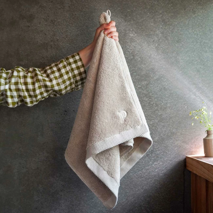 Piglet in Bed Organic Cotton Hand Towel - Soft Birch Design, Eco-Friendly Bath & Kitchen Towel