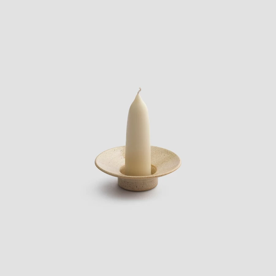 Piglet in Bed Sand-Colored Ceramic Stubby Candle Holder – Minimalist Home Decor