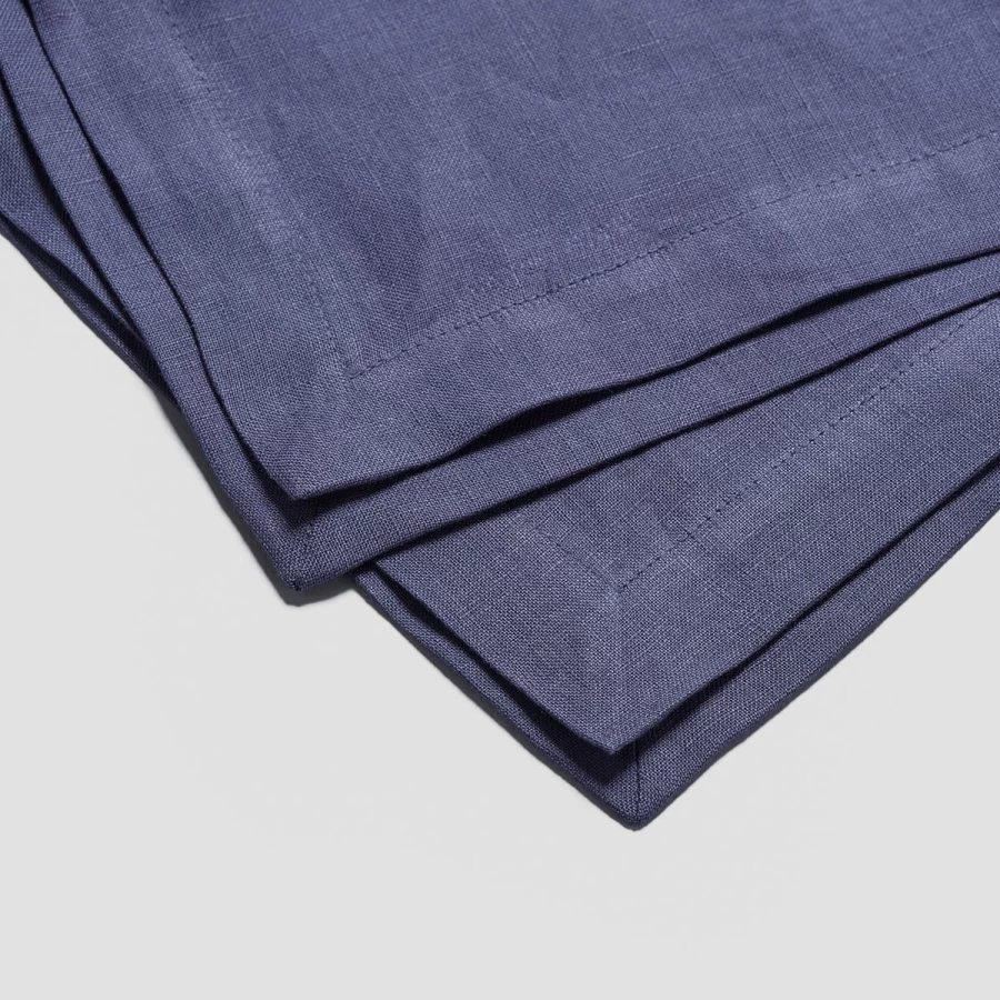 "Piglet in Bed Blueberry Linen Table Runner - Handmade Organic Cotton Table Decor"