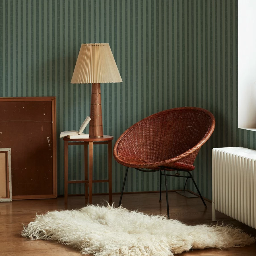 Piglet in Bed Fern Green Pembroke Stripe Wallpaper – Classic Striped Wallpaper for Stylish Interiors