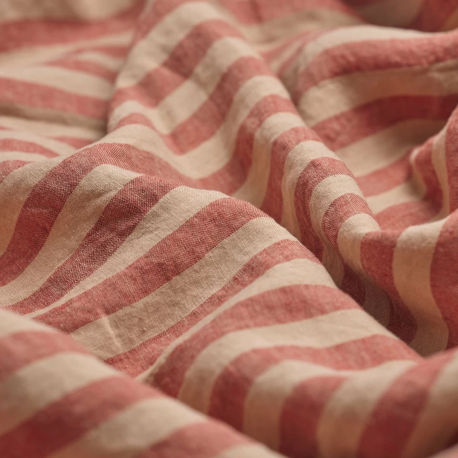 Piglet in Bed Sandstone Red Pembroke Stripe Linen Pillowcase Pair - 100% Natural European Flax
