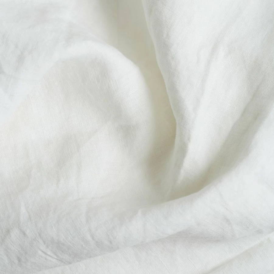Piglet in Bed White Linen Fitted Sheet - Premium Organic Cotton Blend Queen Size